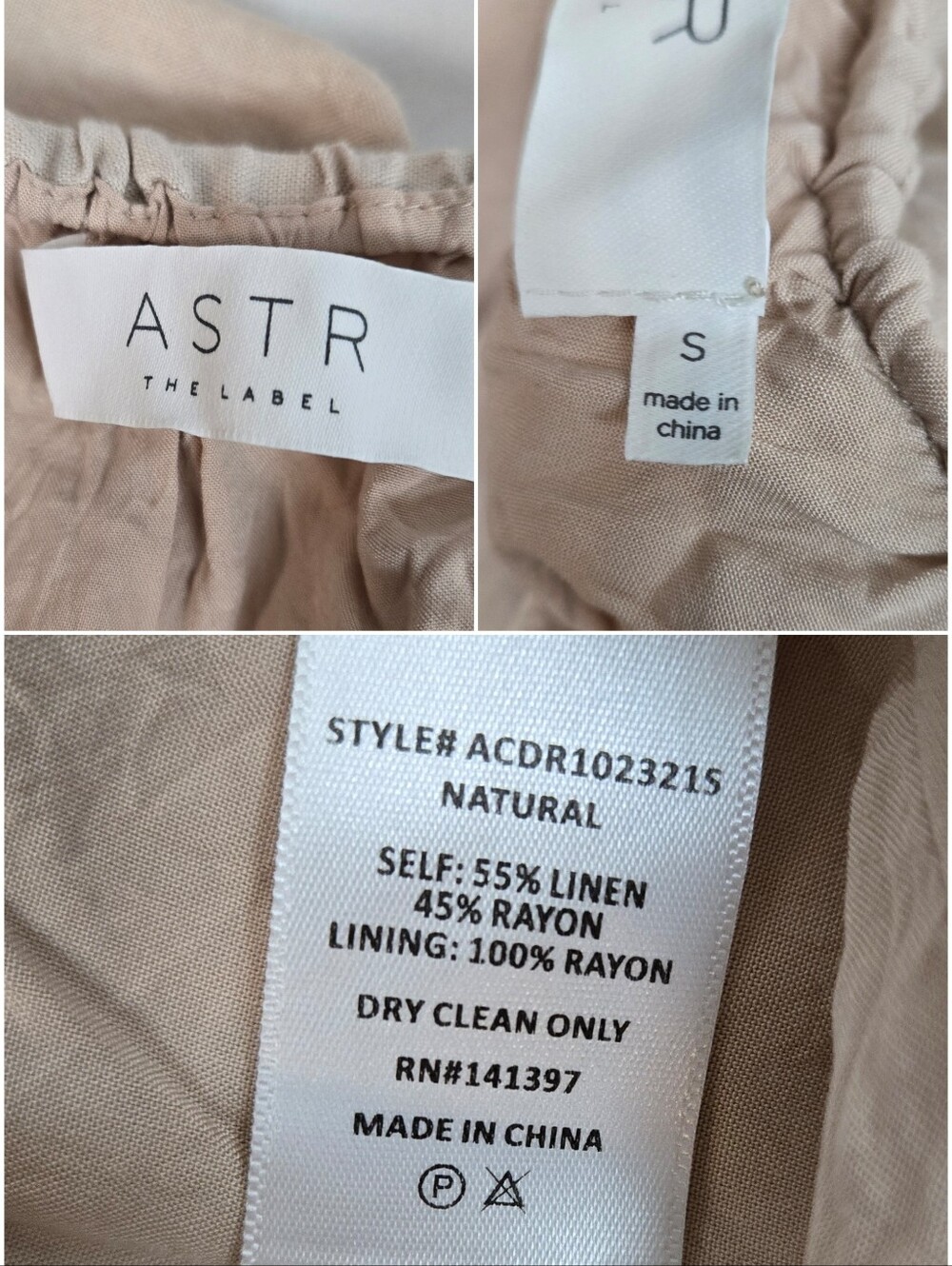 Astr Sarai Spaghetti Strap Midi Light Beige Linen Blend Dress - Picture 10 of 12